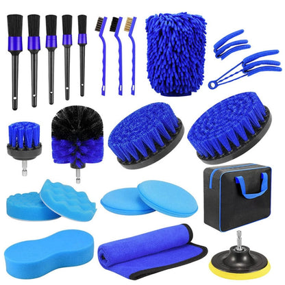 23pcs/set WRS-CS29 Car Wash Cleaning Brush Set Car Interior Crevice Cleaning Electric Drill Brush by buy2fix