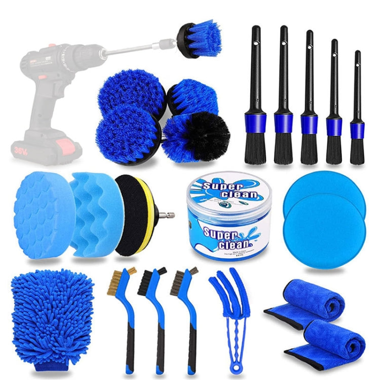 24pcs/set WRS-CS29 Car Wash Cleaning Brush Set Car Interior Crevice Cleaning Electric Drill Brush by buy2fix
