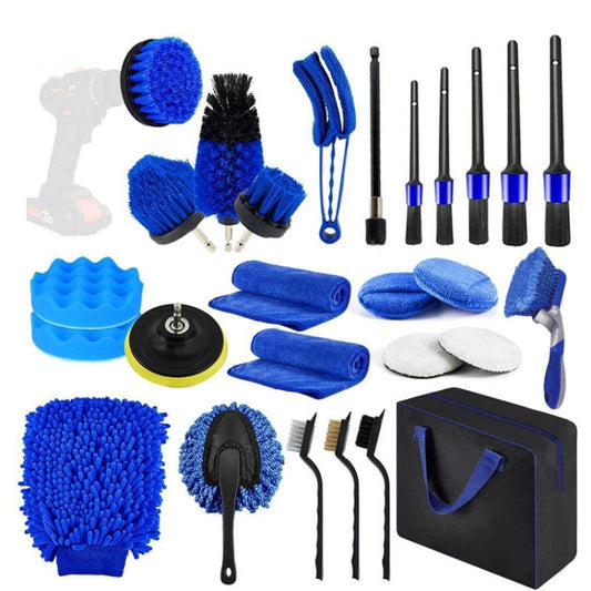 27pcs/set WRS-CS29 Car Wash Cleaning Brush Set Car Interior Crevice Cleaning Electric Drill Brush by buy2fix