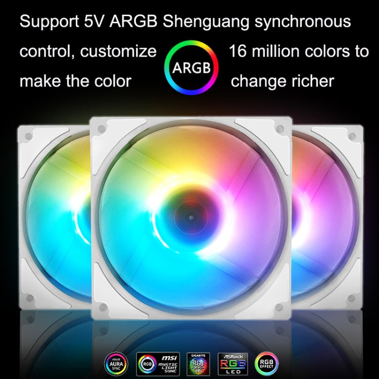 MF14025 5V ARGB 14cm Magnetic Evitation Dynamic Pressure Bearing Row Chassis Fan(White) by buy2fix