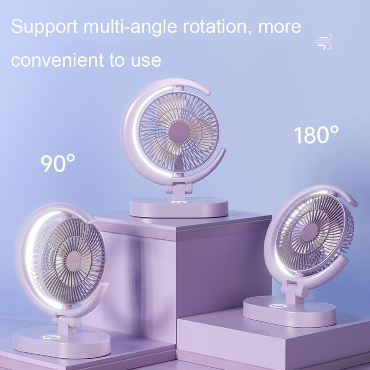 LF-002 Mini USB Rechargeable Light Desktop Fan Rotatable Night Light Silent Fan(Purple) by buy2fix