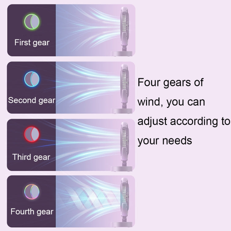 LF-002 Mini USB Rechargeable Light Desktop Fan Rotatable Night Light Silent Fan(Purple) by buy2fix