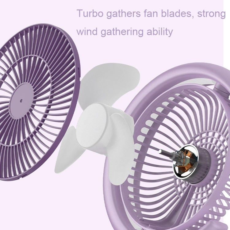 LF-002 Mini USB Rechargeable Light Desktop Fan Rotatable Night Light Silent Fan(Purple) by buy2fix