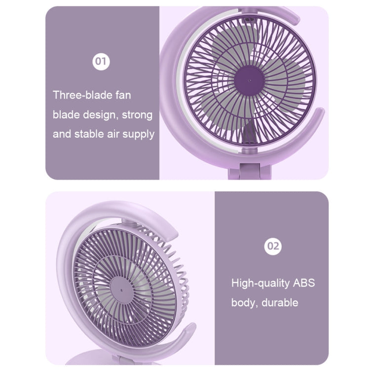LF-002 Mini USB Rechargeable Light Desktop Fan Rotatable Night Light Silent Fan(Purple) by buy2fix