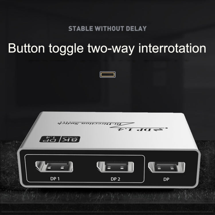 8K 60HZ 1.4V 2 In 1 Out DP Bidirectional Switcher(Grey) by buy2fix