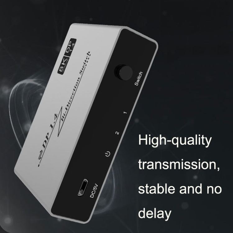 8K 60HZ 1.4V 2 In 1 Out DP Bidirectional Switcher(Grey) by buy2fix