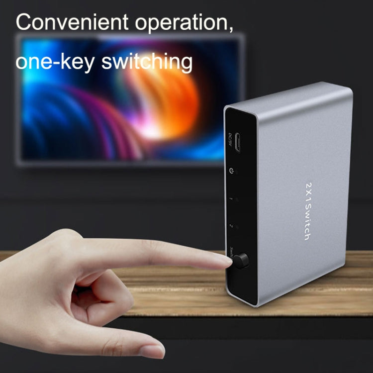 8K 60HZ 1.4V 2 In 1 Out DP Bidirectional Switcher(Grey) by buy2fix