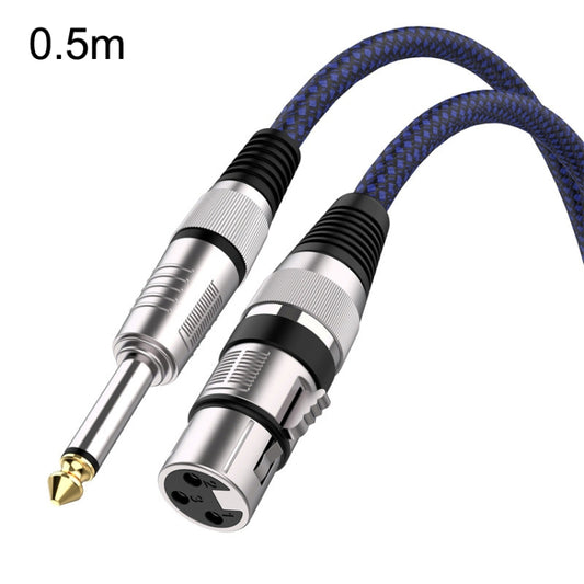 0.5m Blue and Black Net TRS 6.35mm Male To Caron Female Microphone XLR Balance Cable - Microphone Audio Cable & Connector by buy2fix | Online Shopping UK | buy2fix