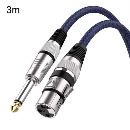 3m Blue and Black Net TRS 6.35mm Male To Caron Female Microphone XLR Balance Cable - Microphone Audio Cable & Connector by buy2fix | Online Shopping UK | buy2fix