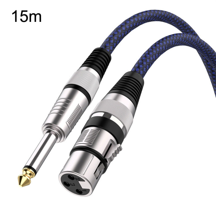 15m Blue and Black Net TRS 6.35mm Male To Caron Female Microphone XLR Balance Cable by buy2fix