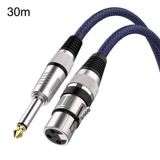 30m Blue and Black Net TRS 6.35mm Male To Caron Female Microphone XLR Balance Cable - Microphone Audio Cable & Connector by buy2fix | Online Shopping UK | buy2fix