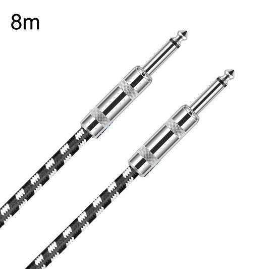 8m 2 Straight Head 6.35mm Guitar Cable Oxygen-Free Copper Core TS Large Two-core Cable by buy2fix
