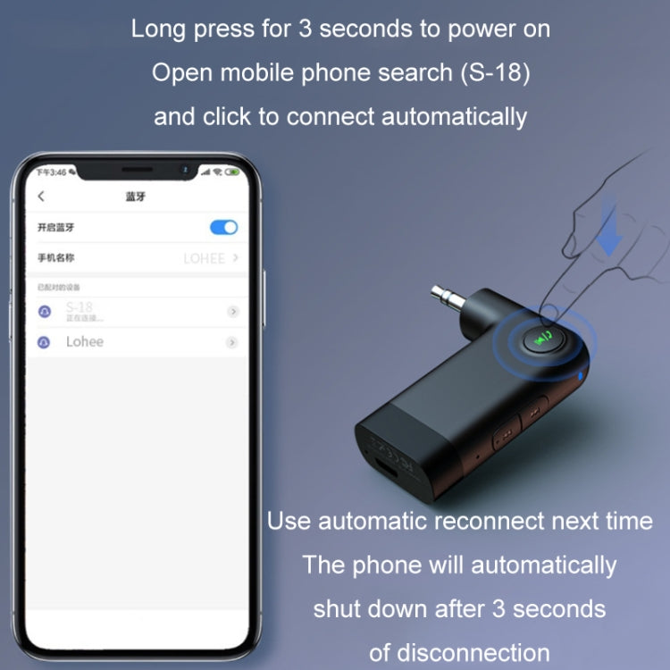 S-18 Car Mini AUX Audio Adapter Wireless Bluetooth 5.0 Receiver by buy2fix