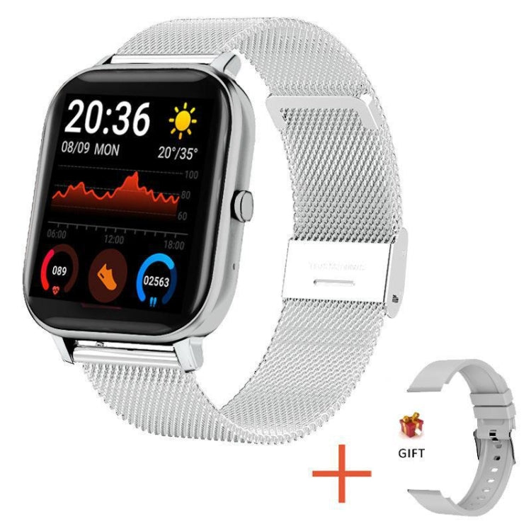H10 1.69 inch Screen Bluetooth Call Smart Watch, Support Heart Rate/Blood Pressure/Sleep Monitoring, Color: Silver Net+Silicone by buy2fix