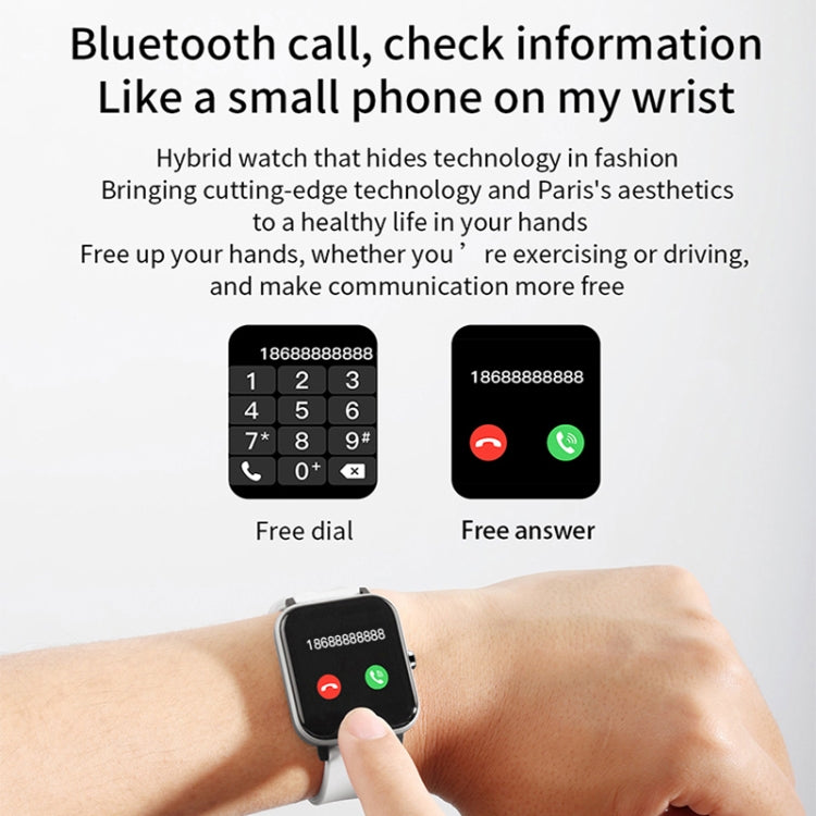 H10 1.69 inch Screen Bluetooth Call Smart Watch, Support Heart Rate/Blood Pressure/Sleep Monitoring, Color: Silver Net+Silicone by buy2fix
