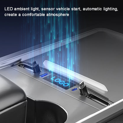 For Tesla Model 3 / Y 27W Quick Interior Charger Intelligent USB-C/Type-C Docking Station HUB by buy2fix