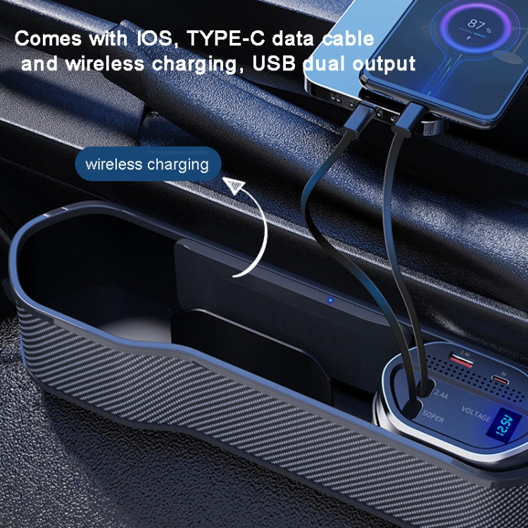 Vehicle Seat Gap Storage Box Organizer Front Seat Console Side Pocket ,Spec: Wireless Charging Upgrade Wire by buy2fix