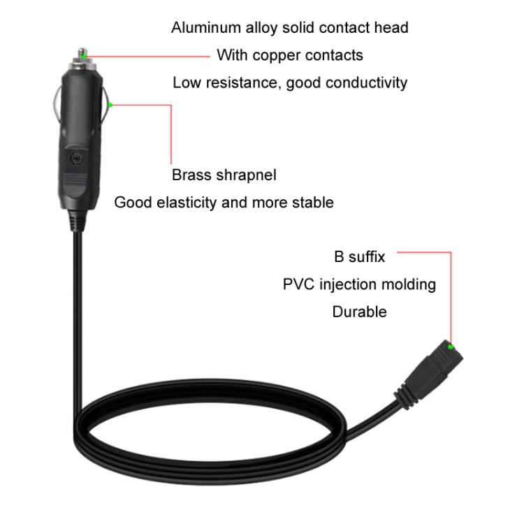 12V/24V Car Refrigerator Cable B Suffix Cigarette Lighter Plug Power Cord, Length: 5m With Switch by buy2fix