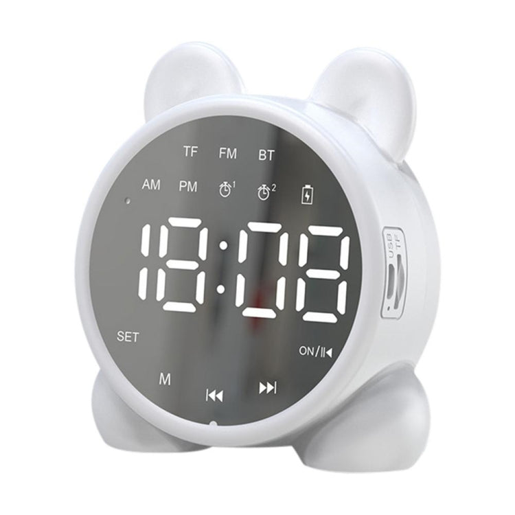 P1 Mini Card Mirror Clock Wireless Bluetooth Speaker with FM Radio(White) by buy2fix