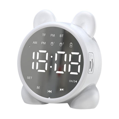 P1 Mini Card Mirror Clock Wireless Bluetooth Speaker with FM Radio(White) by buy2fix