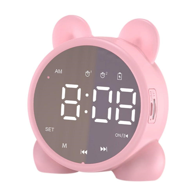 P1 Mini Card Mirror Clock Wireless Bluetooth Speaker with FM Radio(Pink) by buy2fix