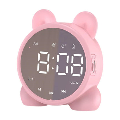 P1 Mini Card Mirror Clock Wireless Bluetooth Speaker with FM Radio(Pink) by buy2fix