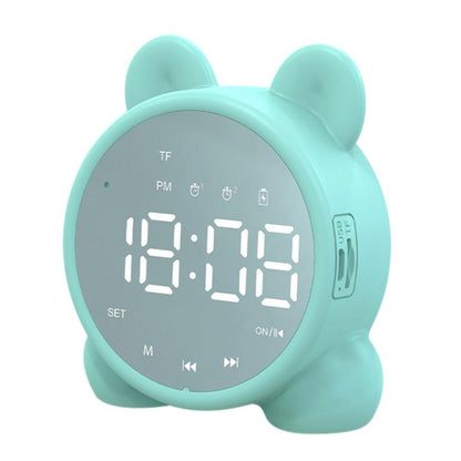 P1 Mini Card Mirror Clock Wireless Bluetooth Speaker with FM Radio(Light Green) by buy2fix