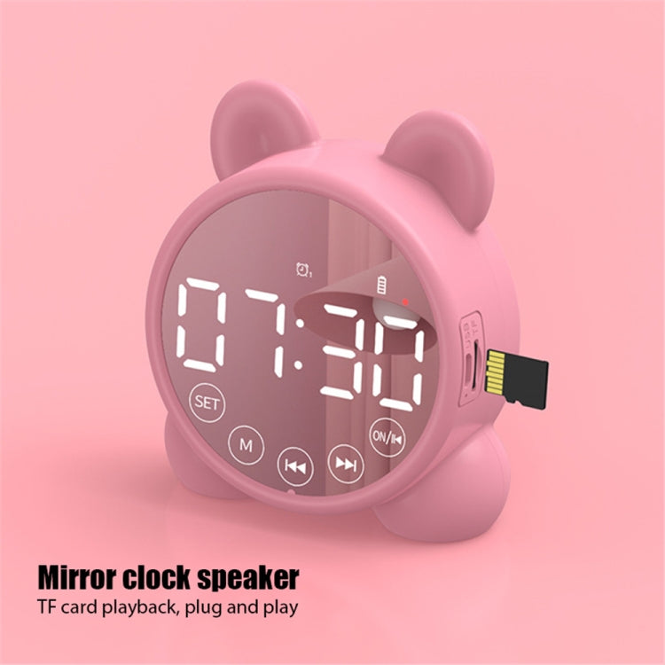 P1 Mini Card Mirror Clock Wireless Bluetooth Speaker with FM Radio(White) by buy2fix