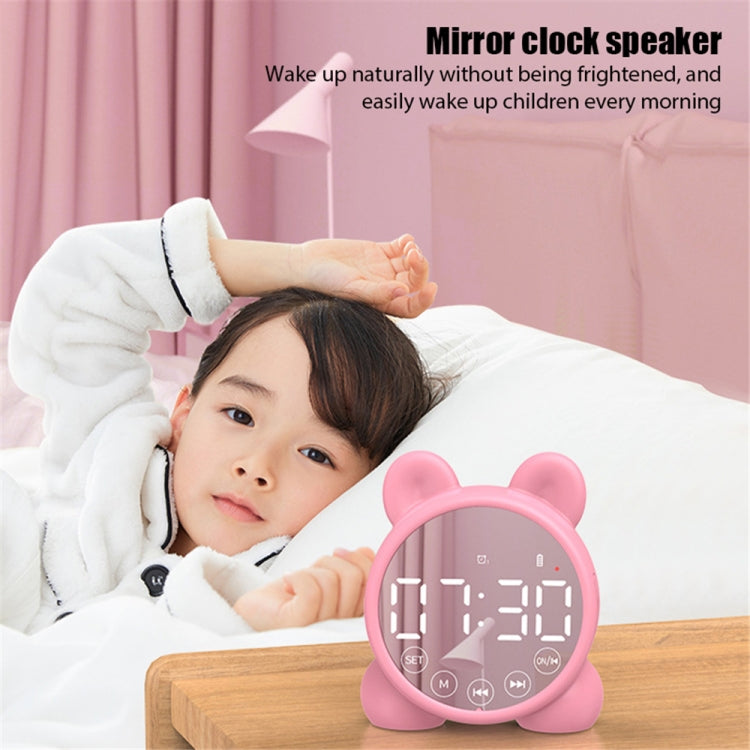P1 Mini Card Mirror Clock Wireless Bluetooth Speaker with FM Radio(Light Green) by buy2fix