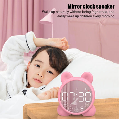 P1 Mini Card Mirror Clock Wireless Bluetooth Speaker with FM Radio(Pink) by buy2fix