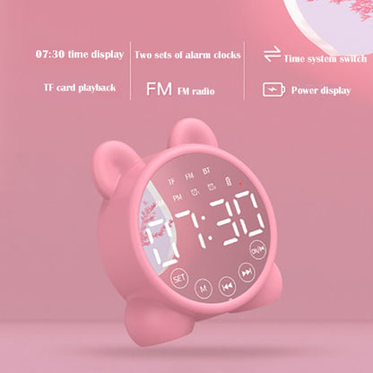 P1 Mini Card Mirror Clock Wireless Bluetooth Speaker with FM Radio(Pink) by buy2fix