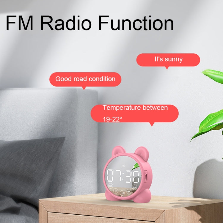P1 Mini Card Mirror Clock Wireless Bluetooth Speaker with FM Radio(Light Green) by buy2fix