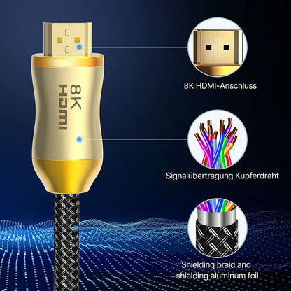 CO-HD801 1m HDMI 2.1 Version 8K 60Hz For PS4 Cable Projector Notebook Set-Top Box Cable(Gold) by buy2fix