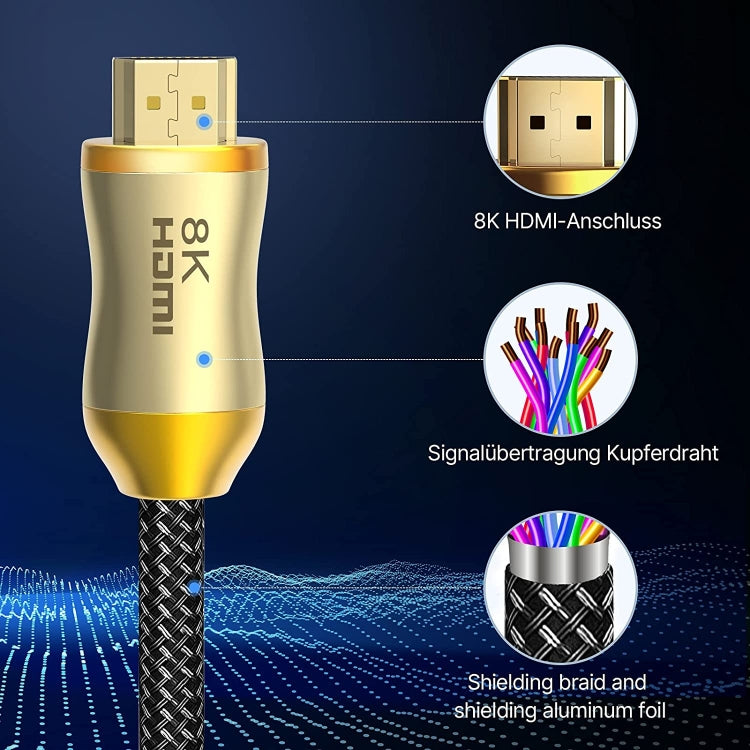 CO-HD801 5m HDMI 2.1 Version 8K 60Hz For PS4 Cable Projector Notebook Set-Top Box Cable(Gold) by buy2fix