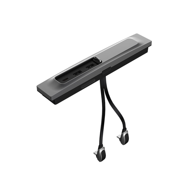 For Tesla Model 3/Y Car T09 Center Console 27W 3-in-1 USB Hub Docking Station(Gray Black) by buy2fix