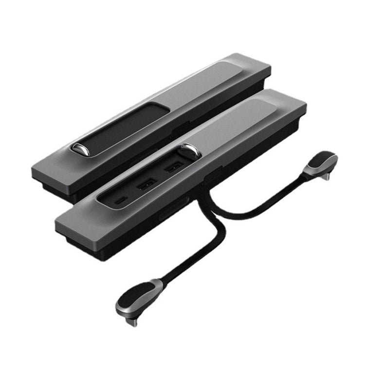 For Tesla Model 3/Y Car T09 Center Console 27W 3-in-1 USB Hub Docking Station(Gray Black) by buy2fix