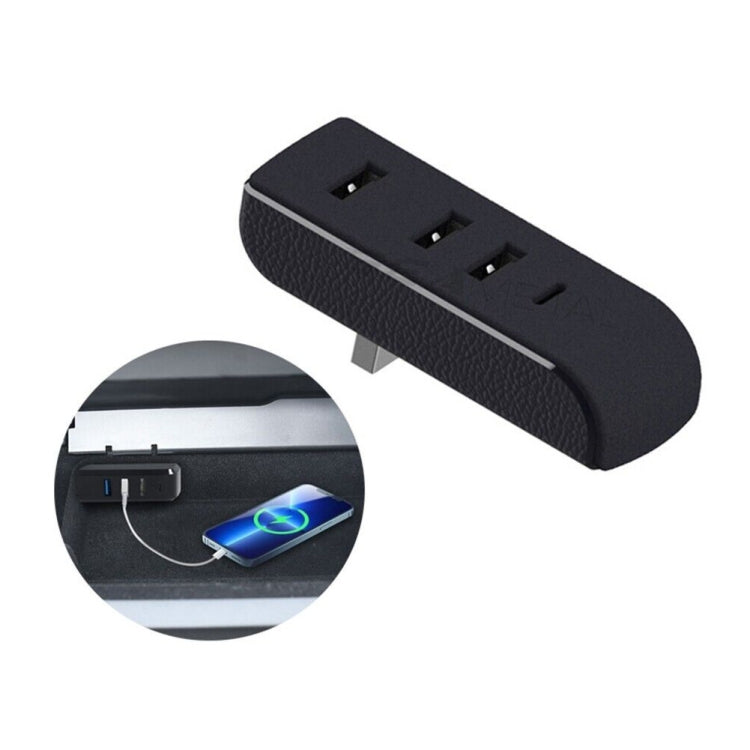 For Tesla Model 3/Y Car AH37 3 USB  +1 Type-C/USB-C Port Hub Docking Station(Black) - DIY Modified Charger by buy2fix | Online Shopping UK | buy2fix