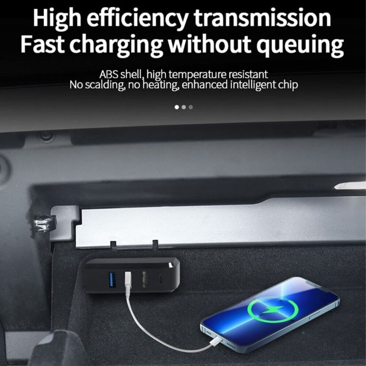 For Tesla Model 3/Y Car AH37 3 USB  +1 Type-C/USB-C Port Hub Docking Station(Black) - DIY Modified Charger by buy2fix | Online Shopping UK | buy2fix