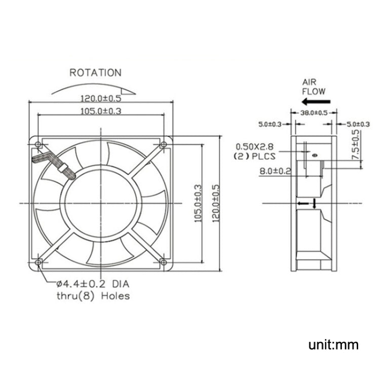 XIN RUI FENG XRX12038 380V Double Roller Cooling Fan 12cm Cabinet Power Distribution Cabinet Shaft by XIN RUI FENG