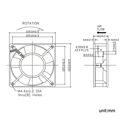 XIN RUI FENG XRX12038 380V Double Roller Cooling Fan 12cm Cabinet Power Distribution Cabinet Shaft by XIN RUI FENG