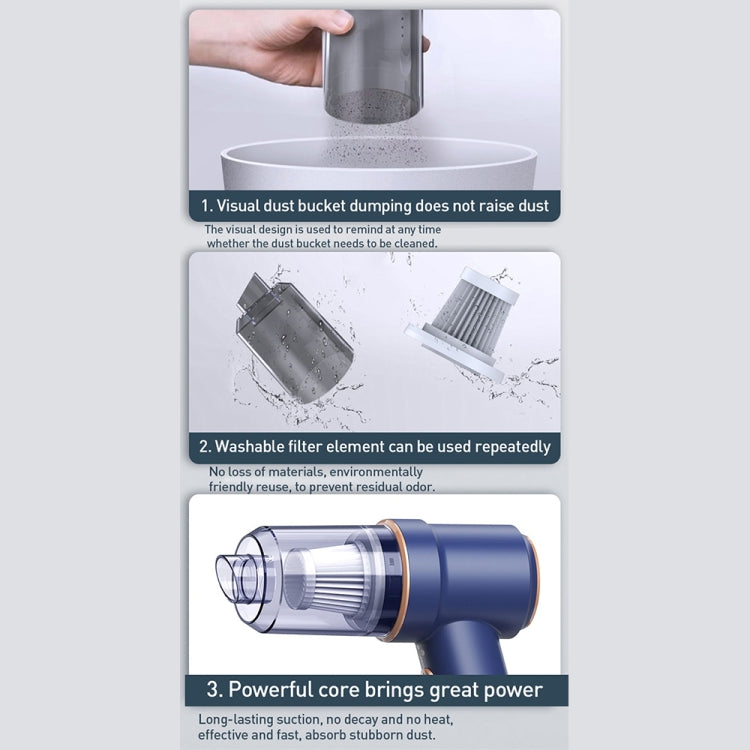 Small Wireless Charging Car Vacuum Cleaner Handheld High Power Vacuum Cleaner, Sort by color: 117C-Blue by buy2fix