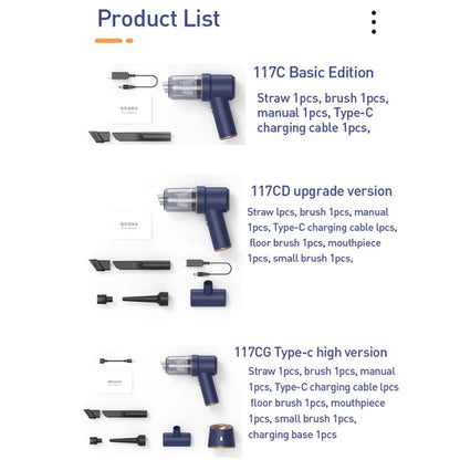 Small Wireless Charging Car Vacuum Cleaner Handheld High Power Vacuum Cleaner, Sort by color: 117CG-Blue by buy2fix