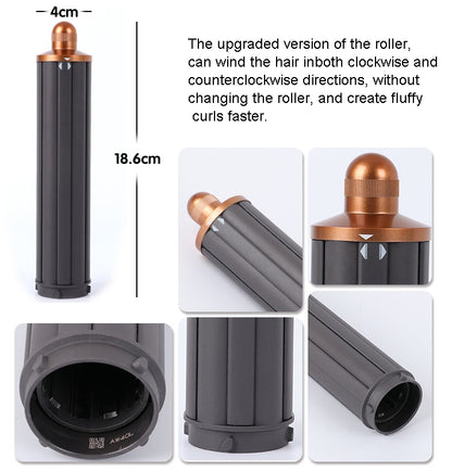 For Dyson Airwrap Hair Dryer i.d. / HS01 / HS05 / HD08 18.6 x 4cm Upgraded Long Curling Barrels Nozzle With Long Adapter Golden - For Dyson Accessories by buy2fix | Online Shopping UK | buy2fix