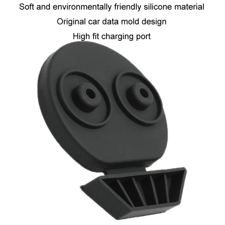 For Tesla Model3/Y 2pcs Charging Port Silicone Dustproof Waterproof Cover, Color: Conjoined Black by buy2fix