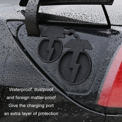 For Tesla Model3/Y 2pcs Charging Port Silicone Dustproof Waterproof Cover, Color: Conjoined Black by buy2fix