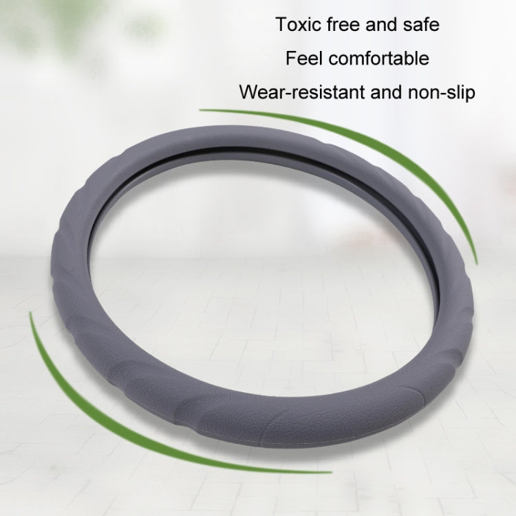 Silicone Non-slip Wear-resistant Steering Wheel Cover, Size: 37-42cm(Gray) by buy2fix