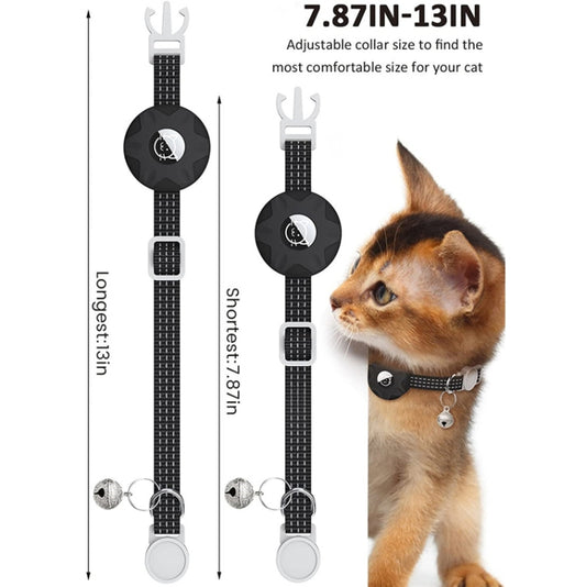 For AirTag Tracker Silicone Case Reflective Pet Cat Collar With Bell(Black) - Pet Series by buy2fix | Online Shopping UK | buy2fix