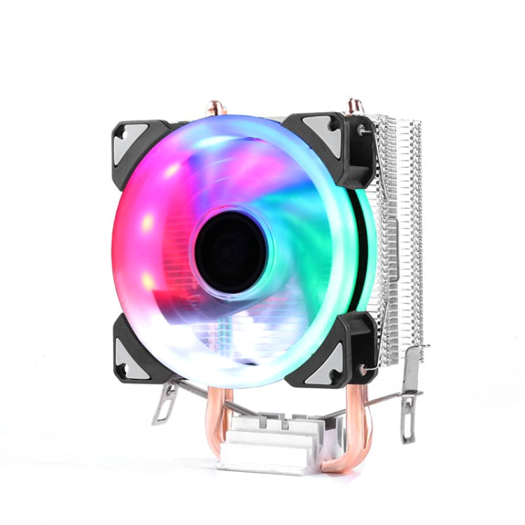 Desktop Computer Double Copper Tube CPU Radiator Super Quiet Color Light 3-pin Single Fan by buy2fix