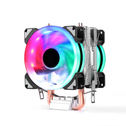 Desktop Computer Double Copper Tube CPU Radiator Super Quiet Color Light 3-pin Double Fan by buy2fix