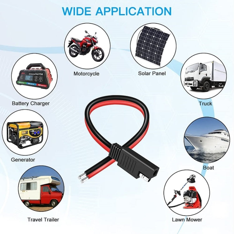 2pcs 20A Solar Car Battery SAE Power Extension Cable 30cm by buy2fix